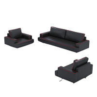 乐琪艺真皮沙发3+1+1组