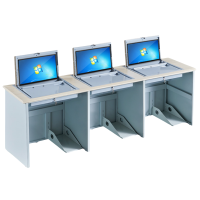 铭思达翻转电脑桌三人位张