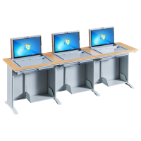 铭思达翻转电脑桌三人位张