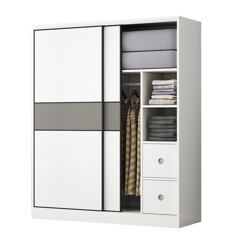 实木衣柜家用可定制卧室出租房用现代简约经济型储藏推拉门衣柜