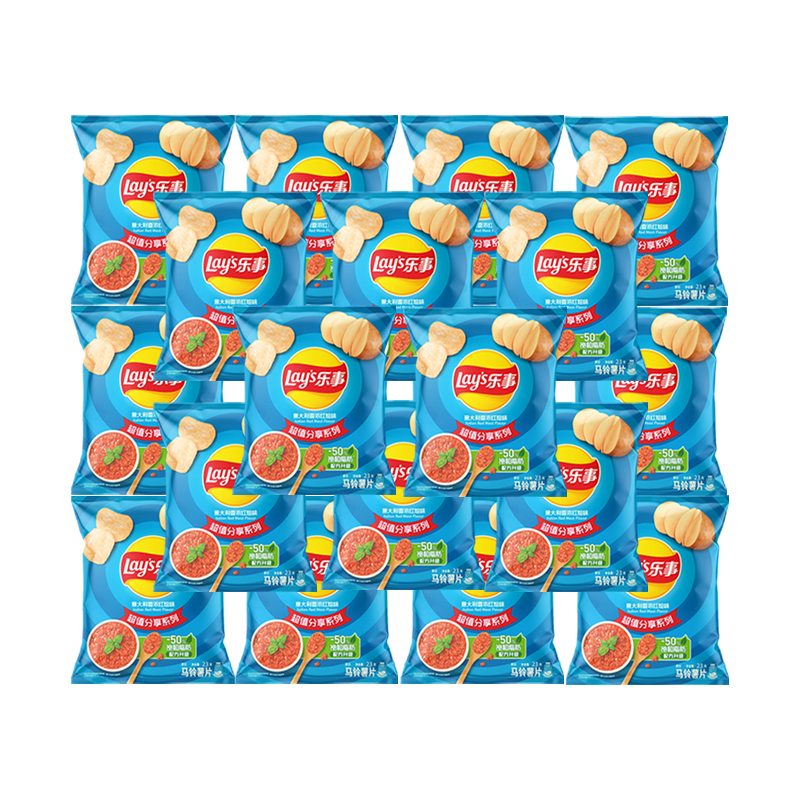 乐事薯片膨化休闲零食办公室小吃薯片香浓红烩味23g*20包