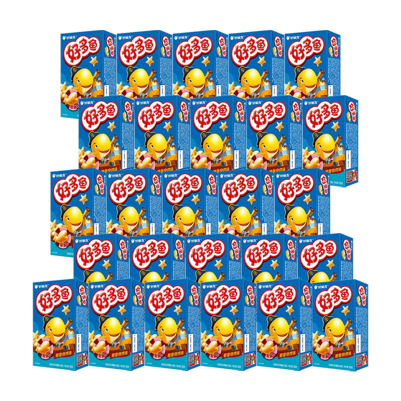 好丽友好多鱼零食品薯片条膨化办公室解馋休闲小吃脆香烧烤味21g*26包