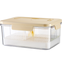 手提式四格水果保鲜盒可拆冰盒内置叉家用野餐保温便当盒(食品级材质)午餐水果饮料多用途保险保温盒