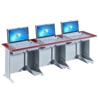 铭思达翻转电脑桌三人位张