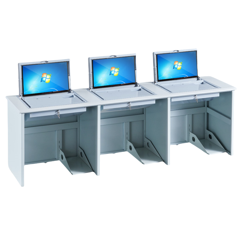 铭思达翻转电脑桌三人位张