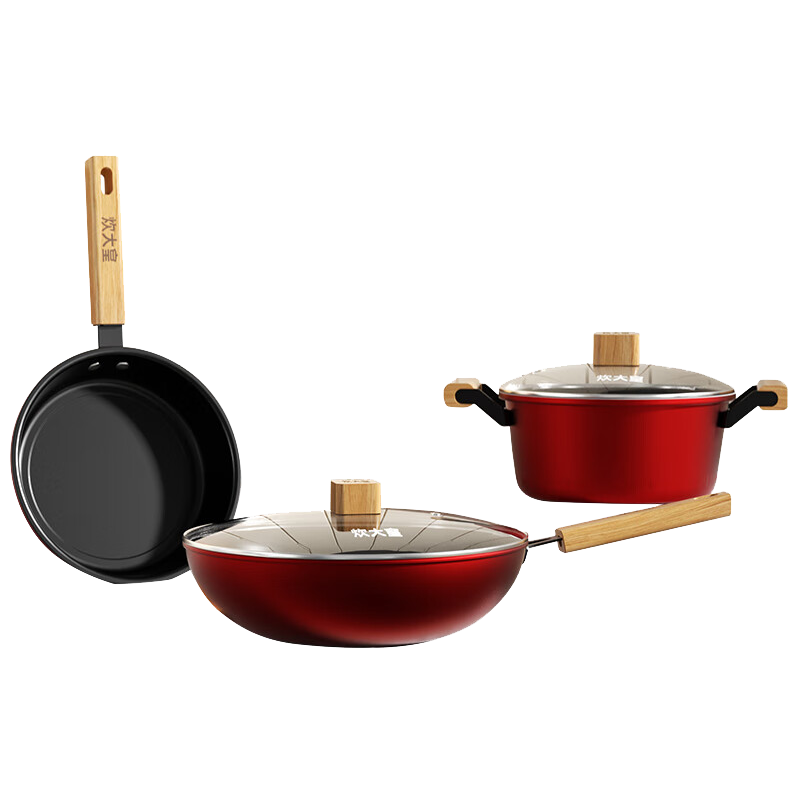 炊大皇套锅三件套耐磨不焦不糊握感舒适家和盛宴系列CDH-TD216