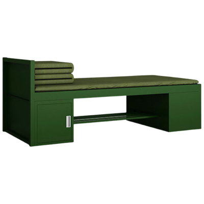 质凡ZF-TC027钢制双层床带床下柜上下铺铁床黑色2000*1200*1800mm