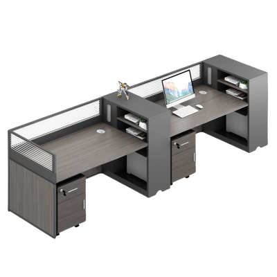 伟樽屏风办公桌双人位带二柜300*60*110cm套