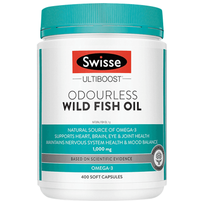 澳洲Swisse成人无腥味深海鱼油胶囊400粒/瓶装 进口鱼油/深海鱼油 高性价比1000mg含量香港保税随机发