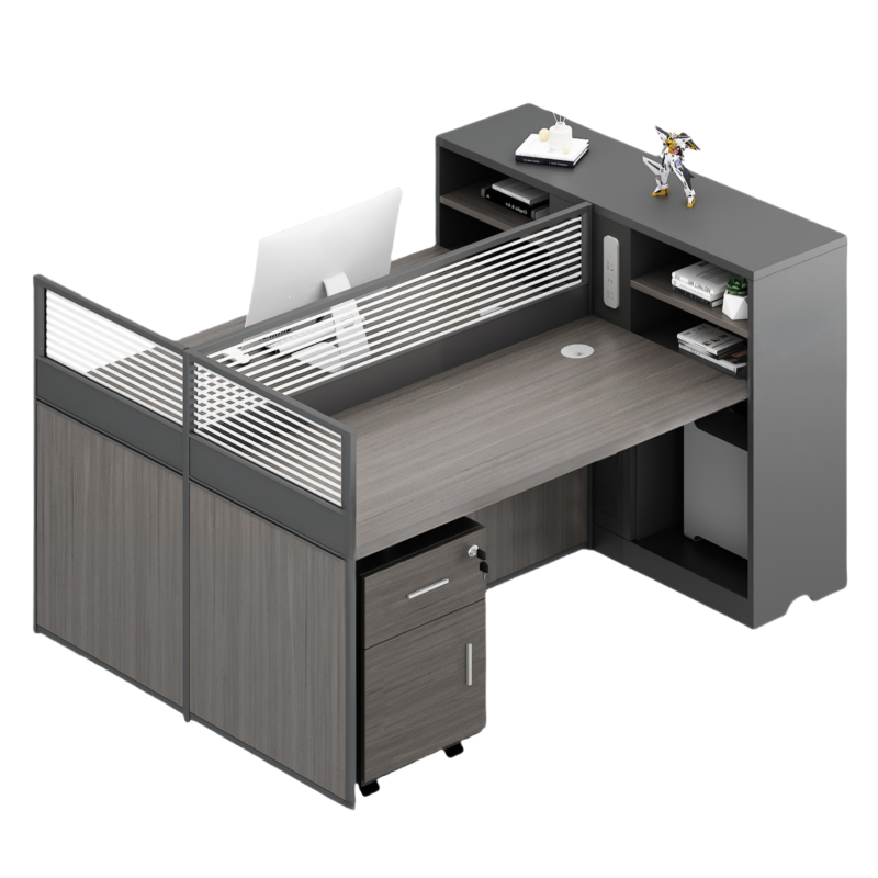 伟樽屏风办公桌双人位带二柜120*120*110cm套