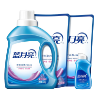 蓝月亮薰衣草深层洁净洗衣液8斤套装(2kg*1瓶+1kg*2袋)+白兰手洗专用洗衣液旅行装80g机洗手洗家用