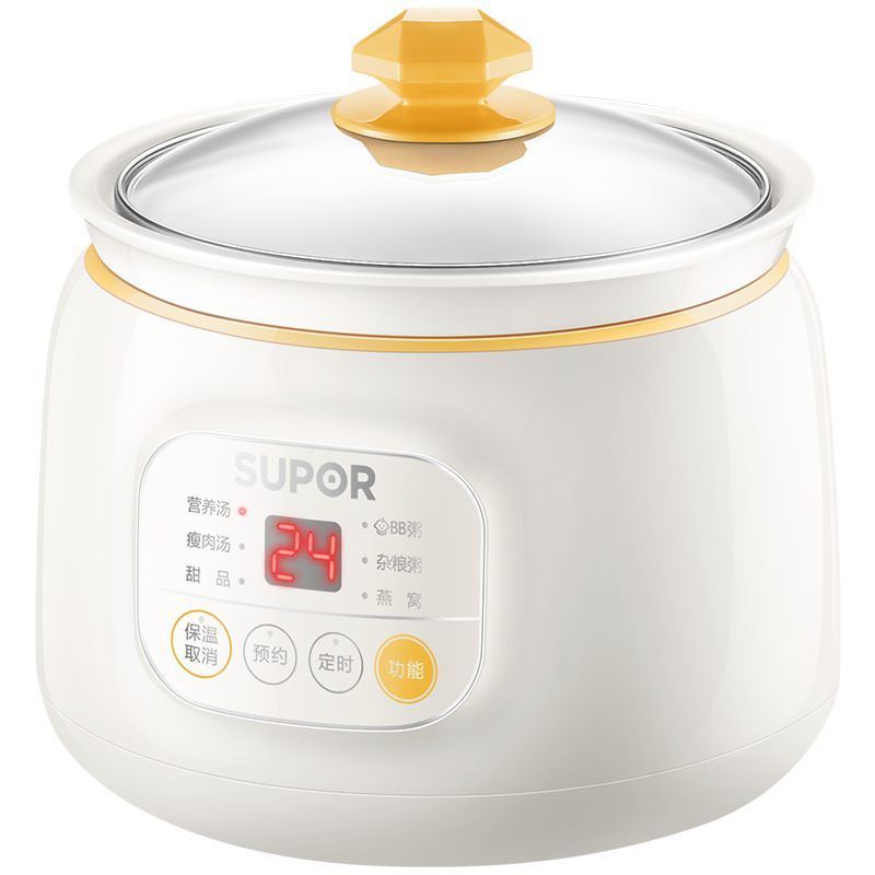 苏泊尔(SUPOR)电炖锅多功能电炖盅1L容量白瓷内胆煲汤锅炖汤锅煮粥锅燕窝炖盅BB煲可预约防溢锅DG10YC823