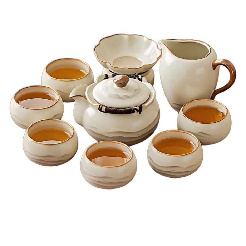 水墨年轻人汝窑茶具套装家用轻奢高档陶瓷泡茶壶茶杯茶盘2025新款