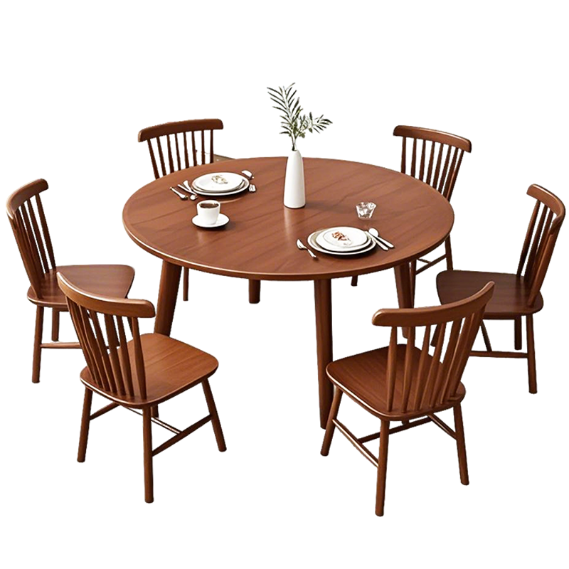 筑亮 圆桌 120*120*75cm+6椅 套