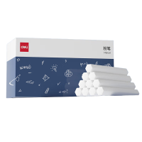 得力50支/盒白色覆膜粉笔 彩色粉笔可擦可洗固体粉笔儿童家用教学幼儿园教师用黑板报宝宝教学