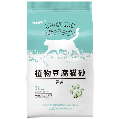 诺旦猫砂绿茶植物豆腐猫砂6L细颗粒猫砂发4袋(发货迅速)