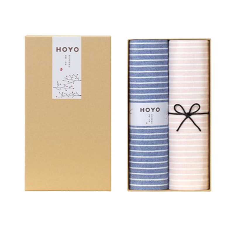 HOYO厚祐毛巾亲肤家用条纹素颜洗脸面巾单条樱花礼盒蓝色+粉色2621