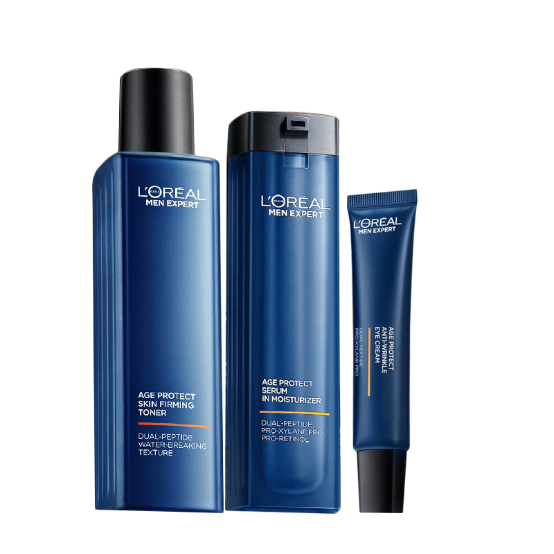 欧莱雅男士青春肌源淡纹水乳眼霜套装玻色因抗皱紧致保湿护肤品父亲节礼物