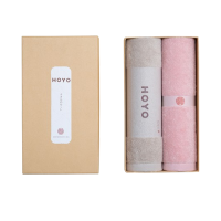 HOYO厚祐毛巾家用芦荟洗脸面巾简致礼盒2件套浅咖色+浅粉色JP8049