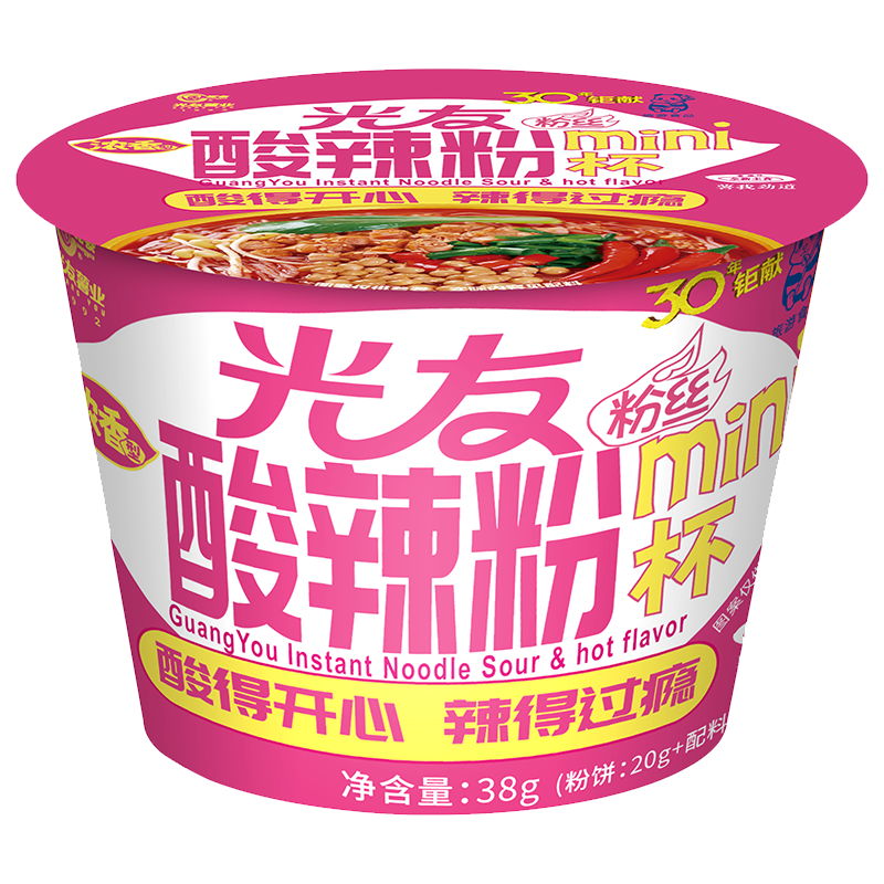 光友粉丝酸辣粉min杯38g*12杯整箱装