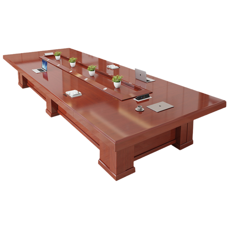 质凡 油漆贴实木皮4米大型会议桌 /ZF-YQZ042/4000*1800*760mm