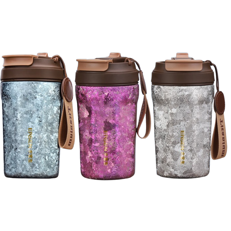 水宜生咖啡杯420ml纯钛高效保温随行吸管杯T889(颜色随机)