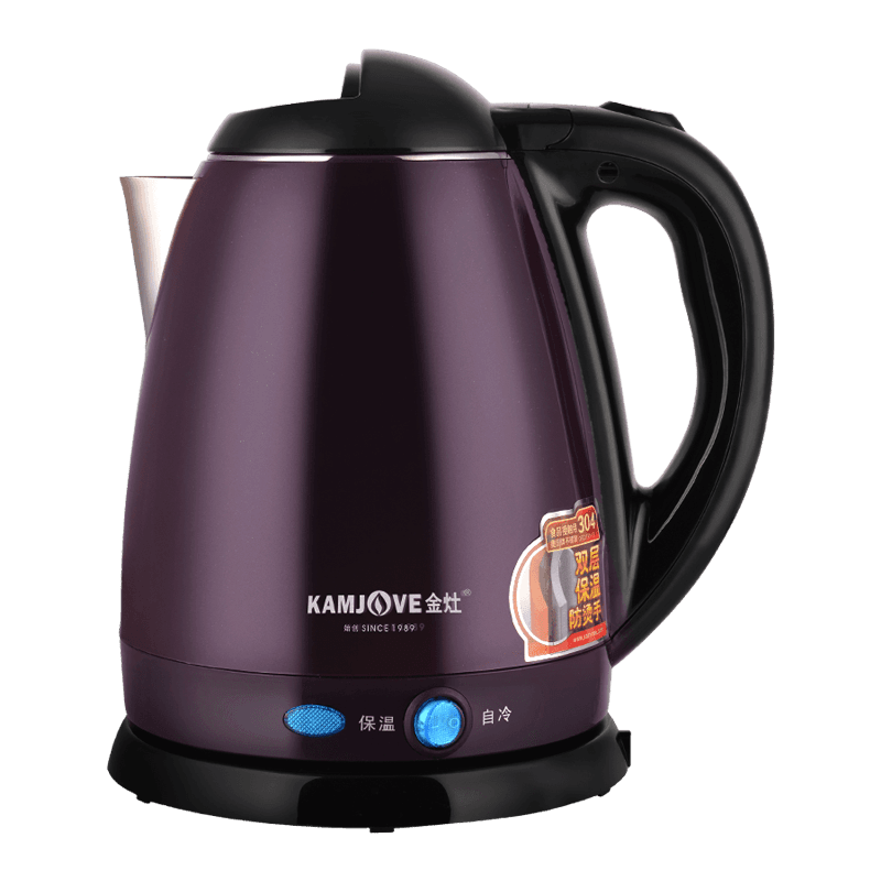 KAMJOVE/金灶 E-15 电热水壶保温 自动断电茶具 电水壶304不锈钢 烧开水壶双层防烫 紫色茶具1.8L
