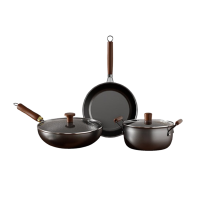 温仑山锅具套装三件套耐磨锅底不易生锈炒锅煎锅汤锅组合VE1204