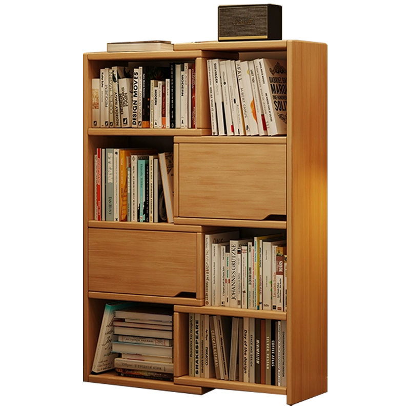 班龙伸缩书架四层原木色个