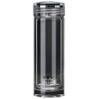 水宜生玻璃杯380ml双层耐热耐高温泡茶水杯水晶钻杯盖G881