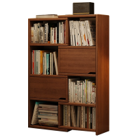 班龙伸缩书架四层胡桃色个