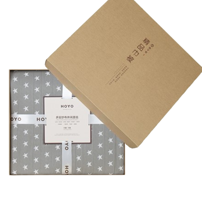 HOYO厚祐多功能毯150*200cm褶皱星星毛巾毯被盖毯礼盒装灰色5504