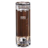 水宜生玻璃杯380ml弱碱双层玻璃泡茶杯纯钛杯盖抑菌水晶杯G20