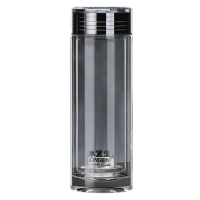 水宜生玻璃杯380ml双层耐高温泡茶杯防烫弱碱滤芯水杯G802