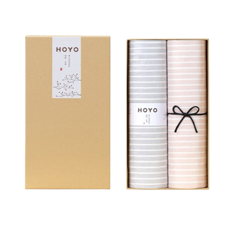 HOYO厚祐毛巾亲肤家用条纹素颜洗脸面巾单条樱花礼盒灰色+粉色2623