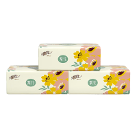 清风 2层150抽生活日用软抽纸3连包(繁花系列)家用