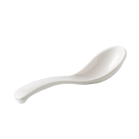 汤勺长柄勺子餐厅面馆带勾汤勺调羹粥勺饭店勺密胺仿瓷 白色14cm短勺密胺A5 10个装