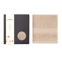 HOYO厚祐毛巾柔软家用臻品长绒棉荷花礼盒单条浅咖色1701