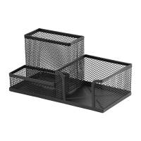 伴公式B1203金属镂空三格笔筒黑色