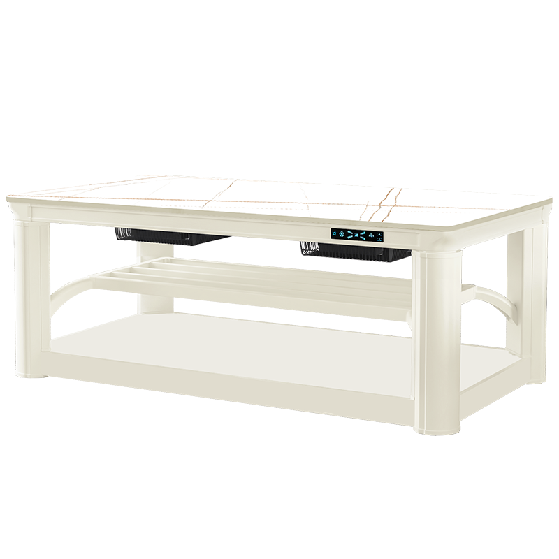 焱魔方S11奶油风取暖桌1.5无烹饪升降茶几电烤桌子多功能电暖桌家用长方形烤火桌语音控制电烤火桌电暖炉烤火茶几烤火炉桌子