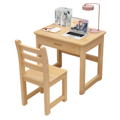 伟樽实木书桌学习桌一桌一椅单抽80*60*75cm套