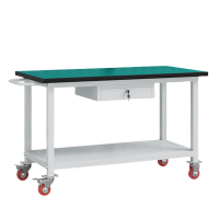 铭思达轻型防静电工作台双层120*60*75cm(带轮)张