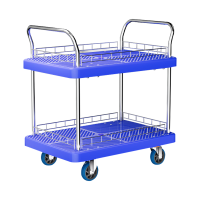 鸿启纳 多功能尼龙不锈钢折叠双层手推车承重约600斤 HQN-DH383X 90*65*95cm (单位:件)