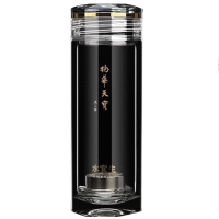 水宜生玻璃杯330ml物华天宝商务泡茶杯双层加厚透明水晶杯G908