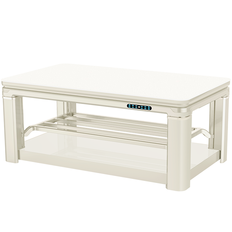 焱魔方Z9轻移动奶油风取暖桌1.2米带电磁炉三升降电暖桌多功能电烤火桌子电烤炉电暖炉语音自然说长方形烤火茶几家用烤火炉子