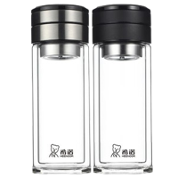 希诺双层玻璃杯270ml茶水分离泡茶杯XN-7093(颜色随机)