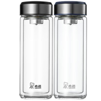 希诺双层玻璃杯360ml泡茶耐高温水杯XN-6712(随机发货)