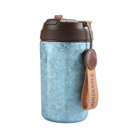 [礼品专供]亚摩斯(AMOS)纯钛保温杯双层纯钛水杯轻盈便携400ml钛杯咖啡杯果汁杯节日礼物AS-TIKF400