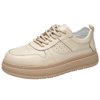 迪罗尼卡头层牛皮男鞋2025春夏新款手工缝线厚底百搭板鞋真皮透气休闲皮鞋