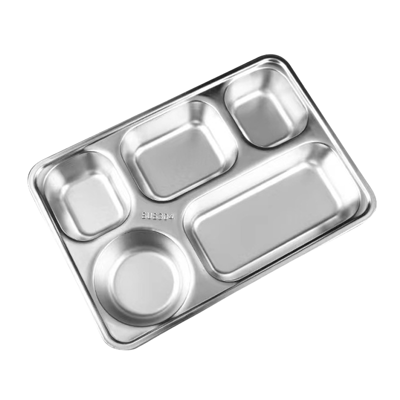 桃锦堂不锈钢餐盘五格个